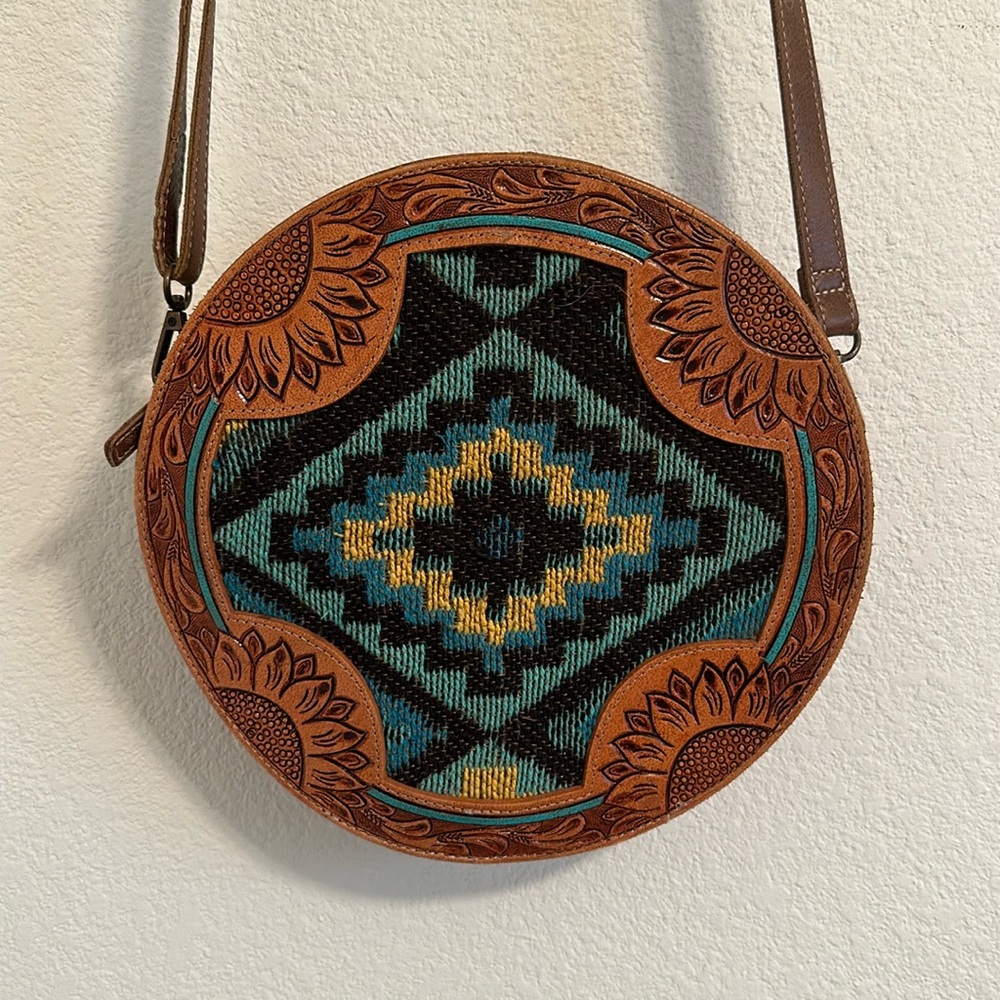 Myra Tooled Leather Circle Purse